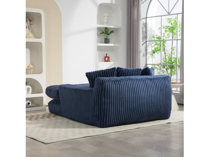  Méridienne modenvie canapé-lit 1 place en velours côtelé bleu marine 125 x 155 x 63 cm  - Conforama E
