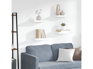 Lot de 4 étagères flottantes, étagères murales blanc 40x23,5x3,8 cm mdf cf43285