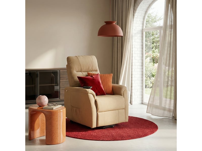 Tapis moderne frisée rouge intense rond milano ros101  - Conforama B