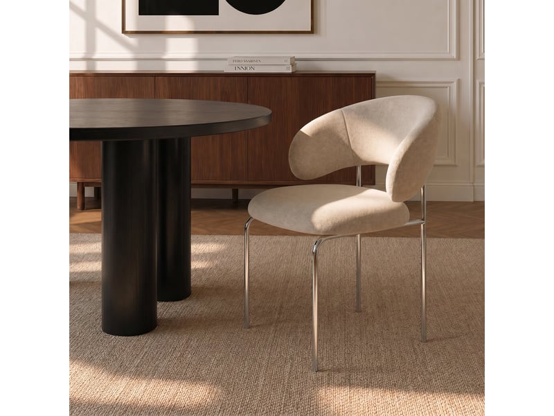  Chaises en tissu tramé toucher doux beige dolce AC22TDB - Conforama B