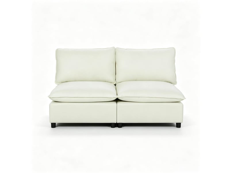  Canapé 2 places tcqpz 146 x 85 x 78 cm sans accoudoirs tissu crème  - Conforama A