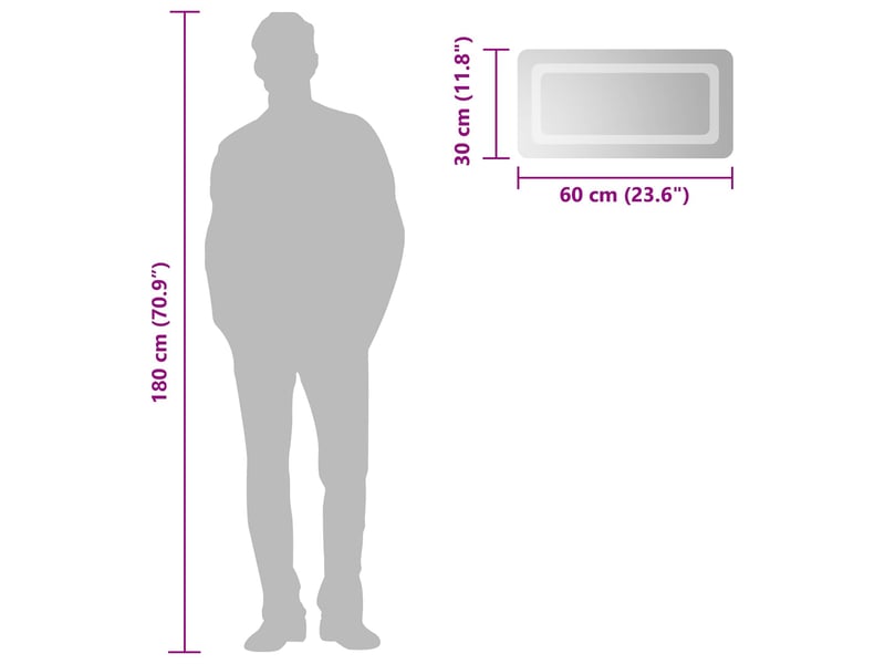  Miroir de salle de bain, miroir de toilette led transparent 60 x 30 cm verre trempé cf62590  - Conforama E