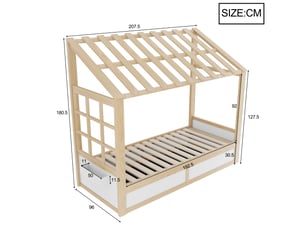 Lit mezzanine 90x200 cm <strong>HNCBB</strong>  <strong></strong> coloris bicolore