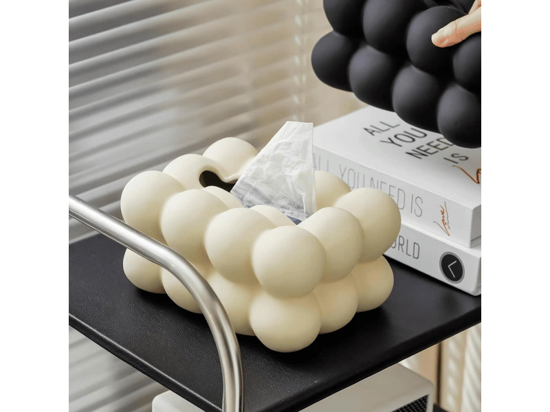  Boîte à mouchoirs rectangulaire en céramique style boule de couleur pure pour la maison, le bureau (beige)  - Conforama C