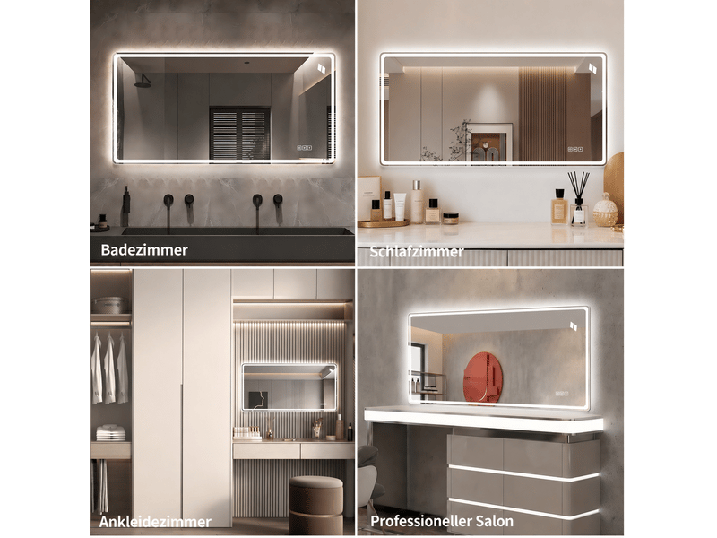  Miroir de salle de bains 100x60 cm led anti-buée argenté  - Conforama D
