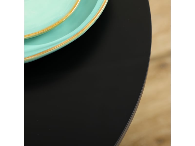  Table de salle à manger ronde 2 personnes compacte pour cuisine en mdf et acier ø70×75 cm noire  - Conforama D