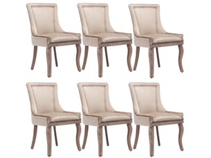 Chaise de salle à manger lot de 6 en velours beige evryae