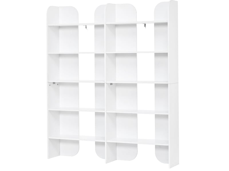  Bibliothèque 160 x 135 x 25 cm blanc en panneaux de particules, 5 niveaux ouverts pour salon et bureau  - Conforama D