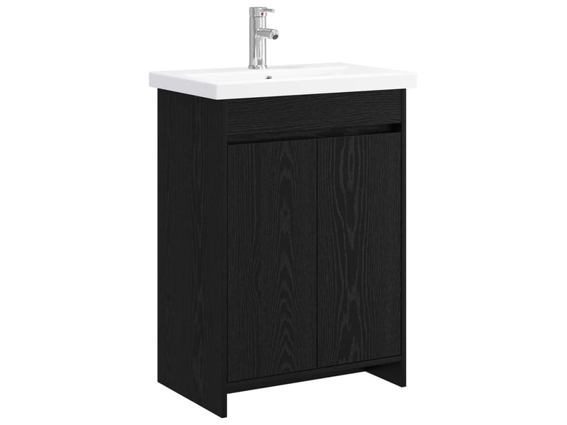  Ensemble de mobilier de salle de bain chêne noir shl1187  - Conforama A