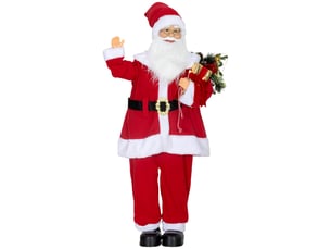 Figurine de père noël, debout de père noël, commande vocale, lumières led scintillantes, bras pliables, 120 cm, rouge