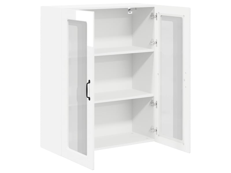 Meuble mural de cuisine, cabinet en verre mural blanc brillant 80x31x100cm shl7455 - Conforama E