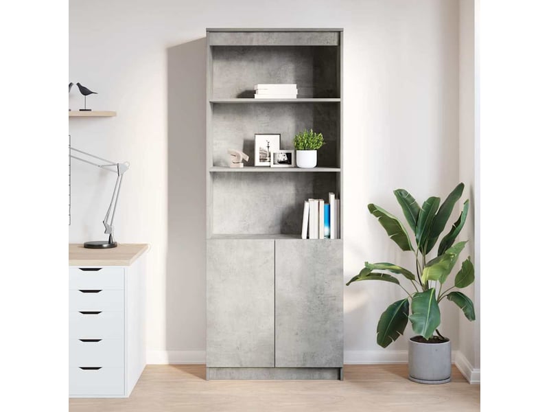  Buffet haut - bahut - meuble de rangement gris béton 70x35x180 cm bois d'ingénierie  - Conforama C