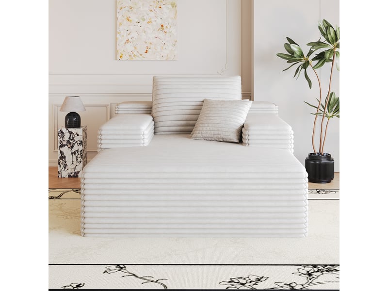  Canapé modulable velours côtelé 115 x 159 cm, avec chaiselongue, assise profonde, sans montage, canapé compressé confortable Fay Lum - Conforama D