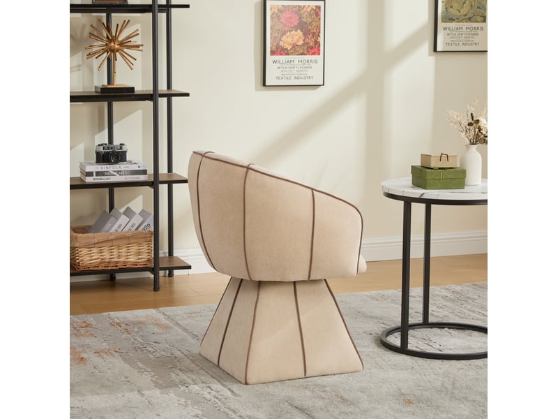  Fauteuil pivotant 56 x 54 x 74,5 cm, chenille, camel, avec dossier haut ergonomique et accoudoirs larges  - Conforama D