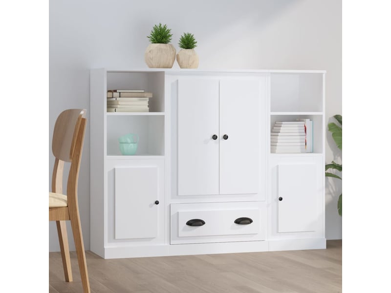  Buffets 3 pcs - bahut - meuble de rangement blanc bois d'ingénierie  - Conforama B