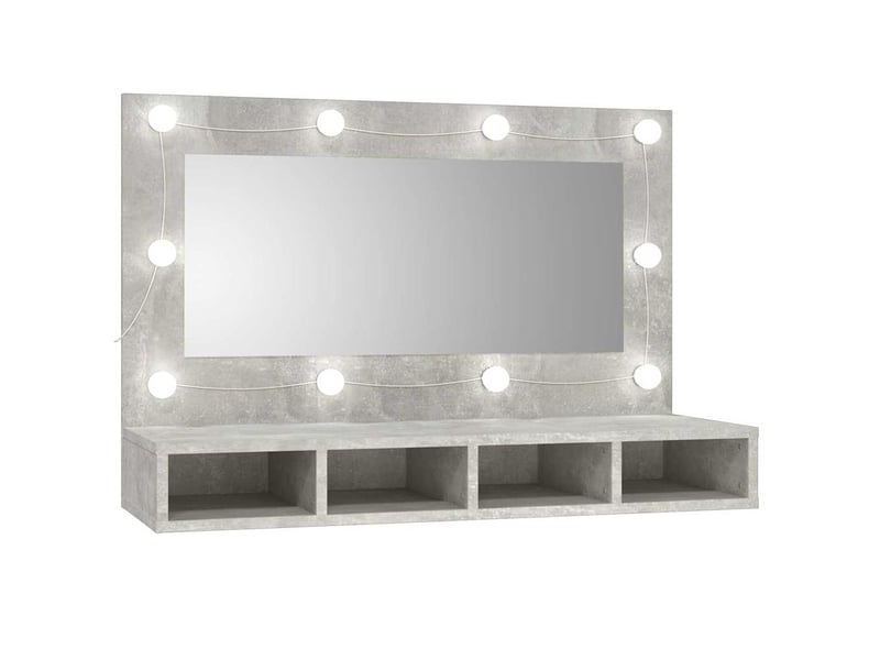  Armoire à miroir avec led gris béton 90x31.5x62 cm  - Conforama B