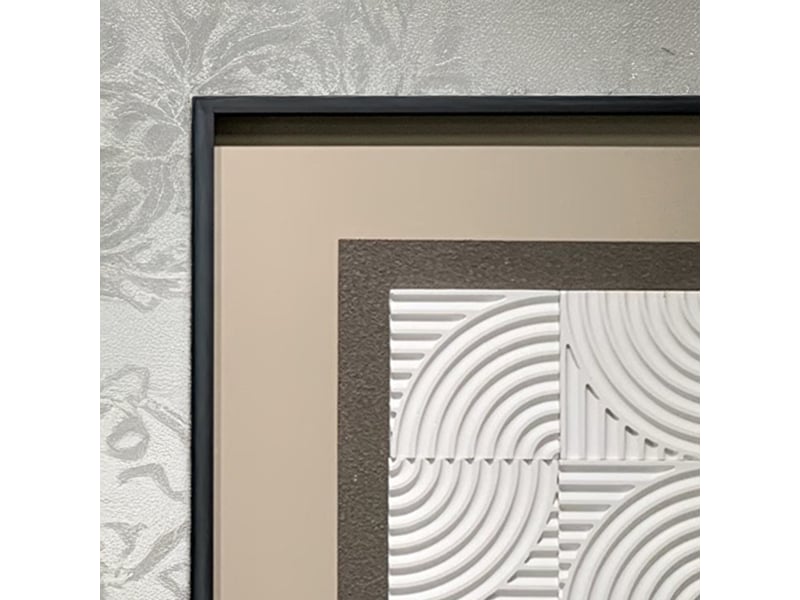  Tableau peinture à l'huile beige relief carré cadre aluminium - 50x50  - Conforama B