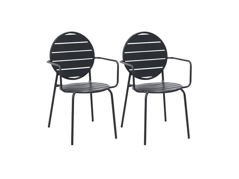 Lot de 2 fauteuils de jardin dossier rond en métal gris - baca - Conforama A