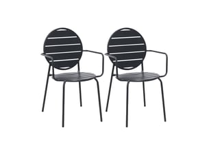 Lot de 2 fauteuils de jardin dossier rond en métal gris - baca