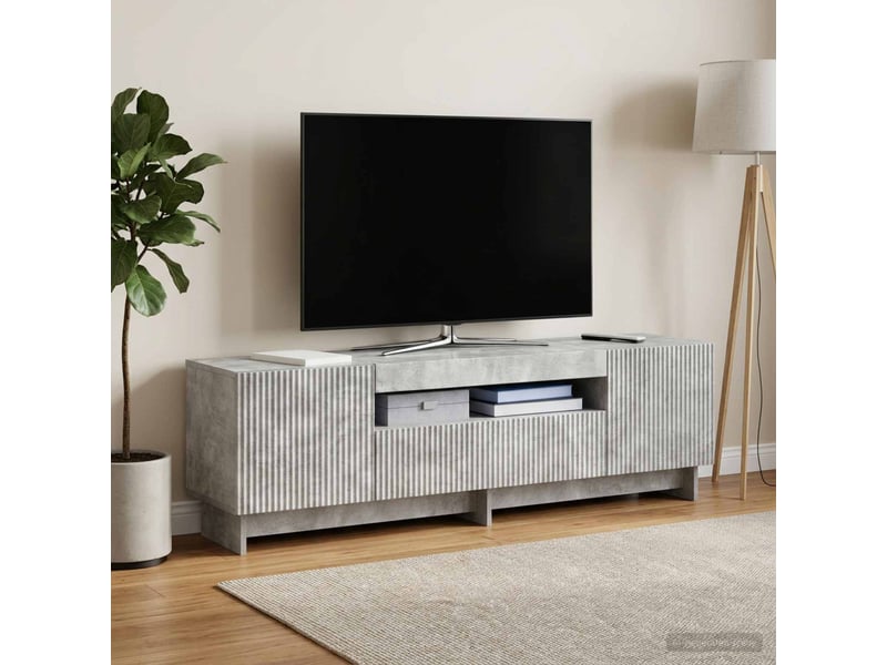  Meuble tv - banc tv - meuble de rangement led gris béton bois d'ingénierie  - Conforama B