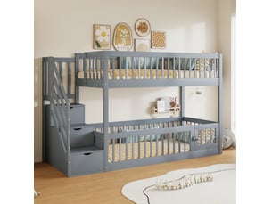 Lit superposé 90x200 cm <strong>OKWISH</strong> <strong></strong> coloris gris