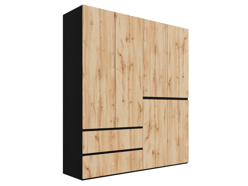  Armoire effet chêne 180 × 50 × 200 cm, 6 portes, 2 tringles, 5 tiroirs IKSETERA TRADING LTD - Conforama A