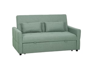 Canapé convertible 2 places 3 en 1, canapé-lit clic clac 160 cm, dossier réglable, assise large, 2 oreillers, vert