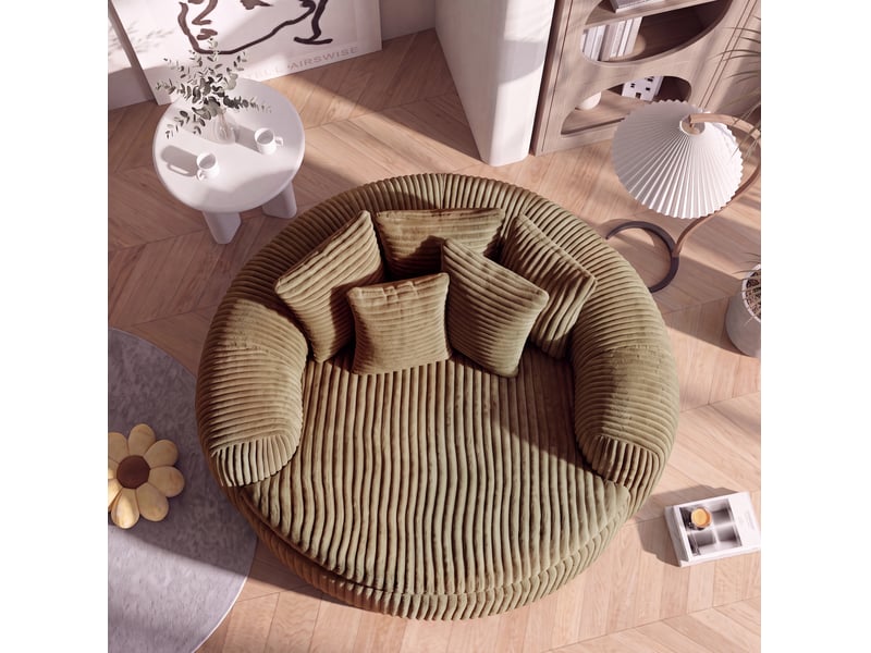  Fauteuil relax 145 x 133 x 59 cm – beige camel – assise profonde, 5 coussins et confort enveloppant  - Conforama E