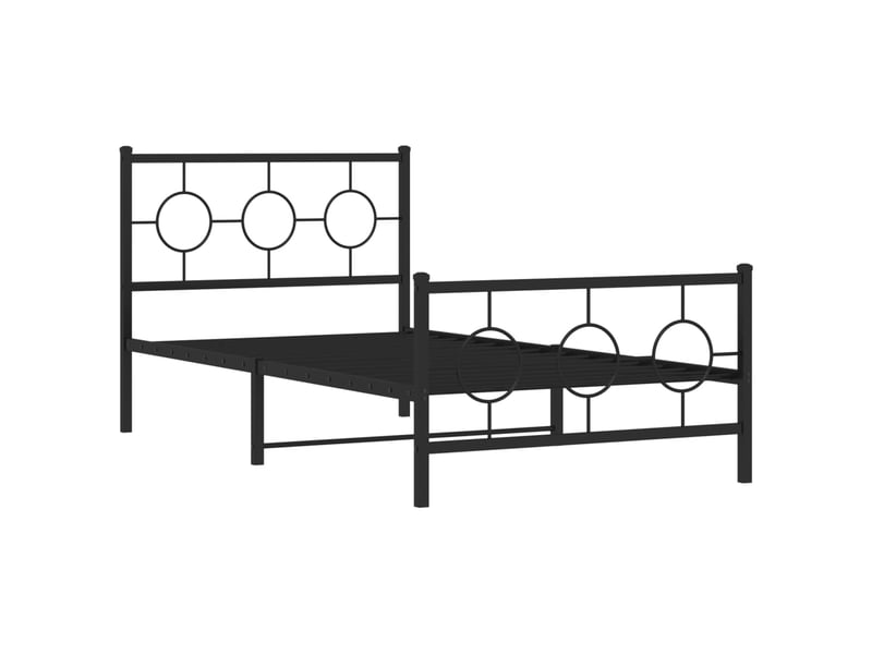  Lit simple- lit adulte -  cadre de lit métal sans matelas et pied de lit noir 100x200 cm  - Conforama B