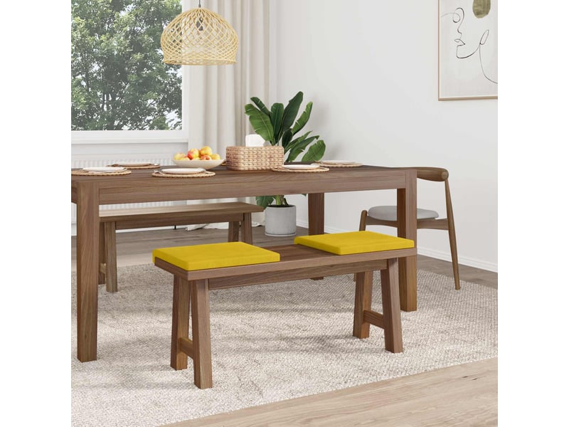  Lot de 2 coussins de banc, coussins d'assise, coussins pour chaisecanapé velours jaune profondeur 35 cm cf52541  - Conforama C