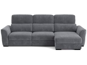 Canapé d'angle réversible relax manuel  AUSTIN 3 places Tissu Gris acier clair avec coffre de rangement