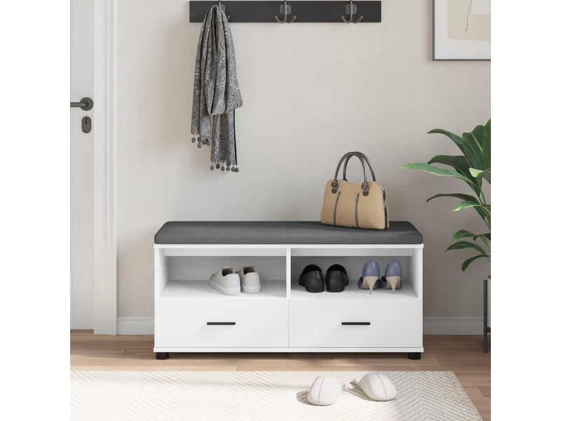 Banc d'entrée, banc interieur blanc 100x38x46 cm bois ingénierie et tissu shl90858 - Conforama D