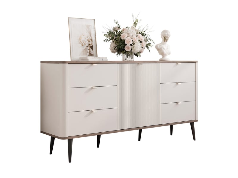 Commode salon navani - commode chambre - 160x40x82 cm - 6 tiroirs et porte - cachemirenoyer NAVANI - Conforama A