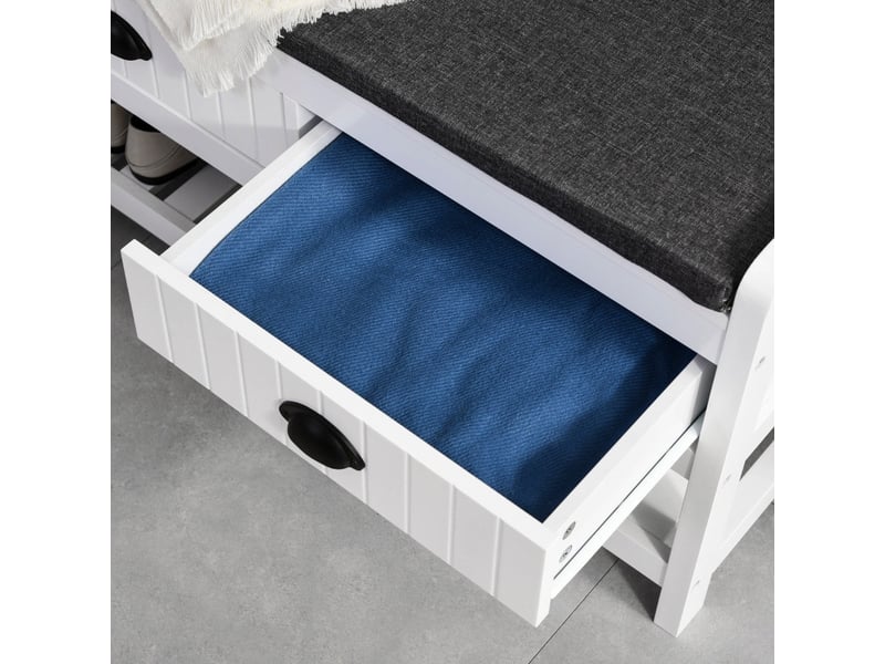 Porte manteau erlval banc à chaussures entrée couloir blanc gris  - Conforama E