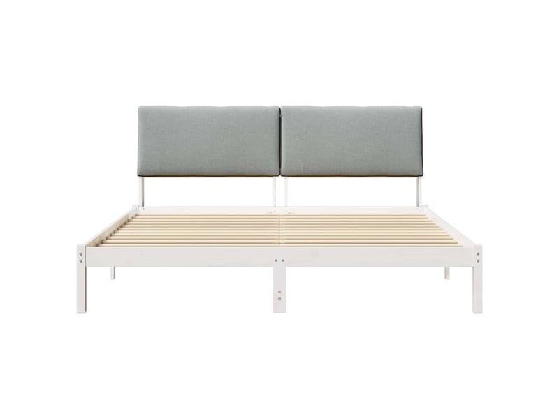 Lit double- lit adulte - cadre de lit avec tête de lit blanc et gris clair 200 x 200 cm - Conforama D