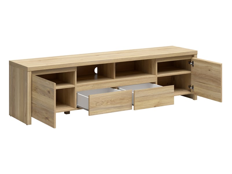 Meuble tv avec 2 portes et 2 tiroirs coloris chêne mauvella - longueur 182 x profondeur 40 x hauteur 49 cm - Conforama C