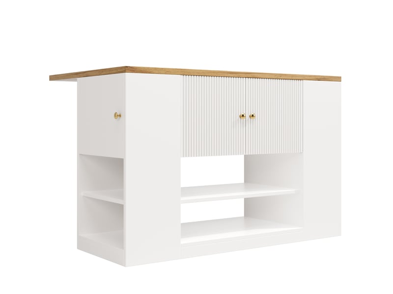  Îlot de cuisine 140x70x90 cm pliable mdf métal blanc  - Conforama A