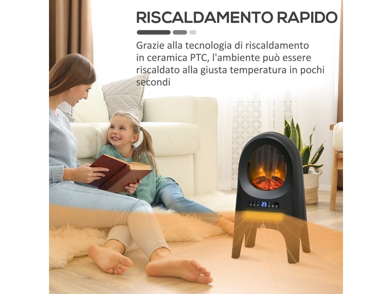  Chauffage soufflant 3 modes avec 3 températures réglables, 33,7 x 25,5 x 60,4 cm, noir  - Conforama E