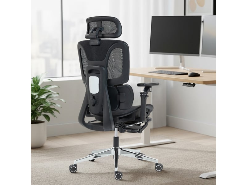  Rivel fauteuil de bureau ergonomique avec soutien lombaire et appuie tête noir  - Conforama B