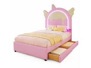Lit simple 90x200 cm STILVORA coloris rose
