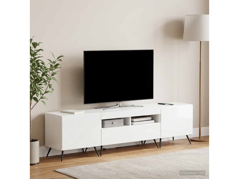  Meuble tv - banc tv - meuble de rangement led breda 3 pcs blanc brillant bois d'ingénierie  - Conforama B