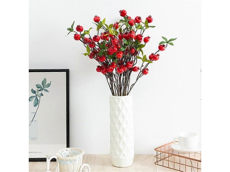  Nouvelle branche de grenadier avec feuilles, fleurs artificielles rouges, décoration pour la maison et le jardinjaune  - Conforama C