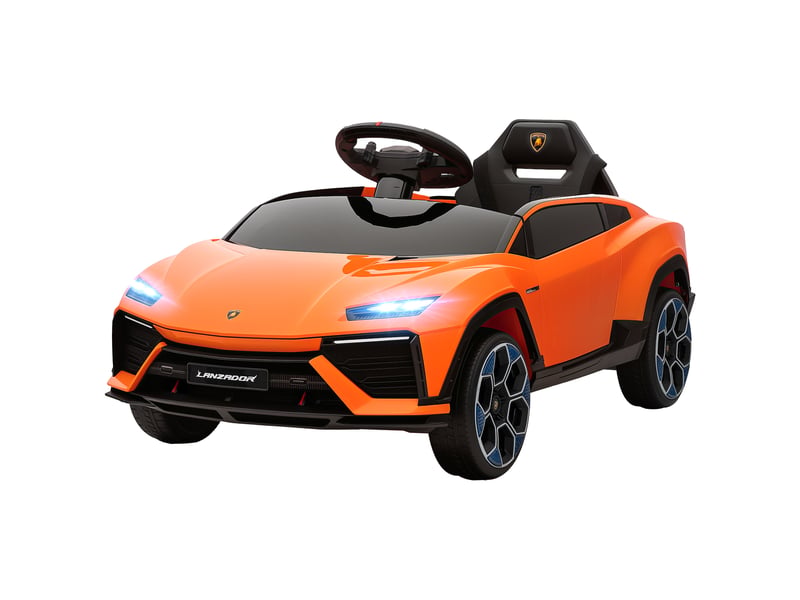  Voiture électrique lamborghini sous licence pour enfants, avec klaxon et télécommande, 101,5 x 49 x 43 cm, orange  - Conforama B