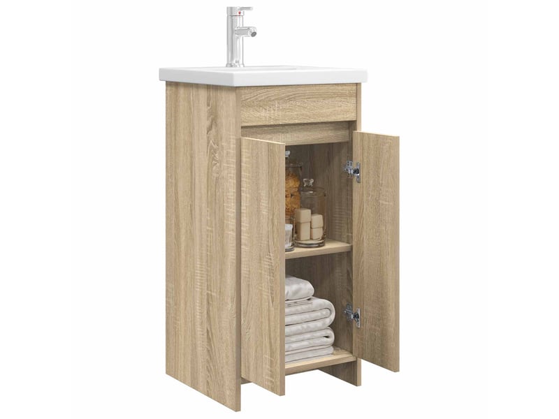  Meuble salle de bain avec évier, meuble de rangement chêne sonoma shl5309  - Conforama C