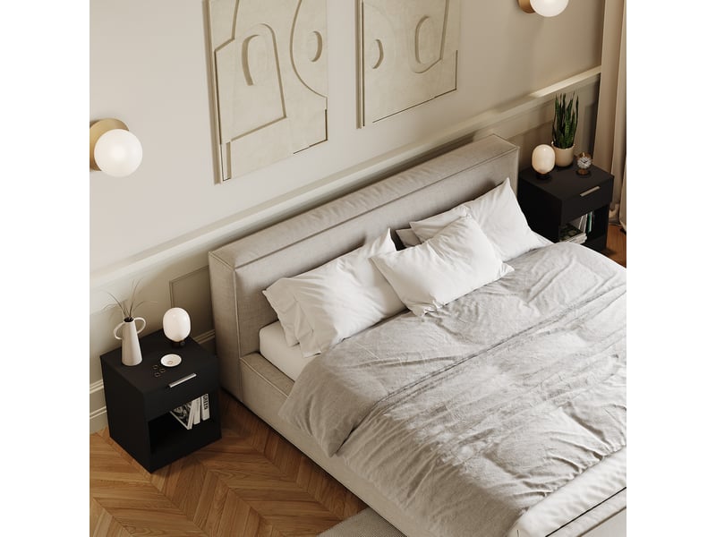  Table de chevet trega 1 tiroirs, commode de nuit, chambre, rangement, set de 2, 41x39x28cm, nior 3332087 - Conforama E