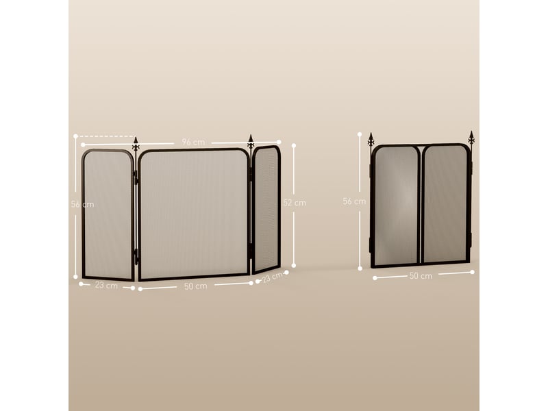  Pare-étincelles métallique pliable en trois parties pour cheminée, 96 x 1,3 x 56 cm, noir  - Conforama E