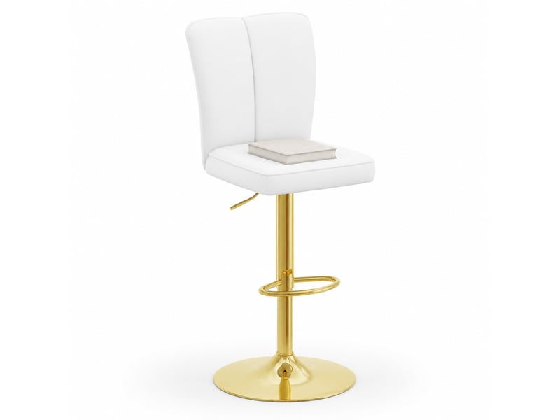 Lot de 2 tabourets de bar réglables,63-85 cm,similicuir et métal doré,blanc - Conforama A