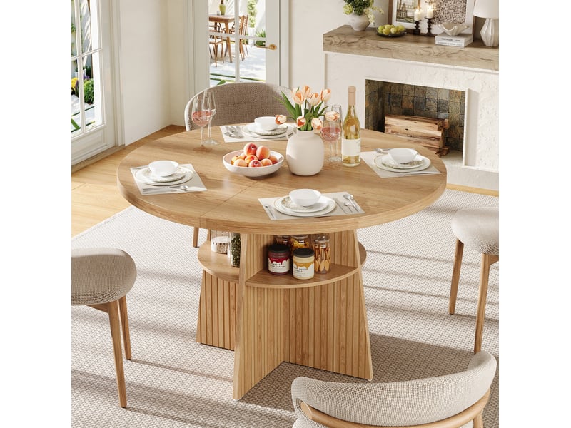  Table à manger extensible 110-150x110x77,5 cm effet bois naturel  - Conforama D