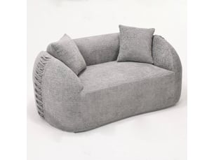 Canapé 2 places courbe 155x90x67 cm - 2 coussins et finitions lacées - chenille compressée, canapé compressé - gris