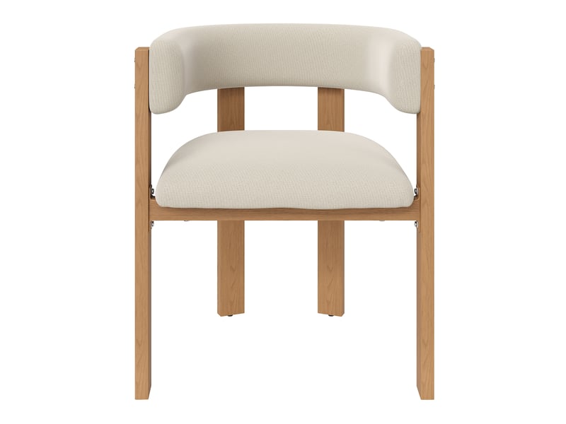  Lot de 4 chaises de salle à manger 47x48x72,5 cm beige, tissu flanelle et pieds métal aspect bois  - Conforama A